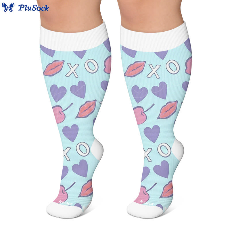 Plus Size Sweet Pop Art Love Compression Socks - image 2