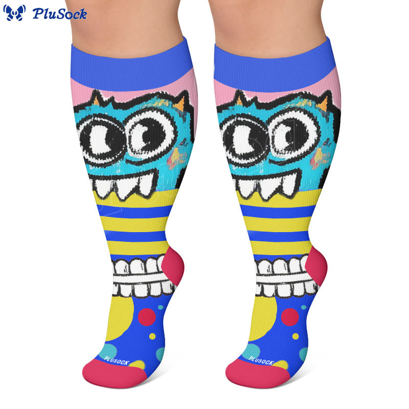 Plus Size Graffiti Lips Comic Style Compression Socks - image 2