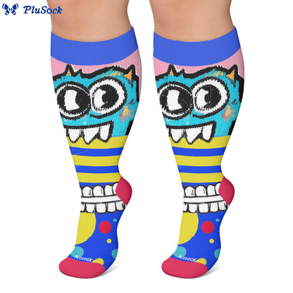 Plus Size Graffiti Lips Comic Style Compression Socks - image 2