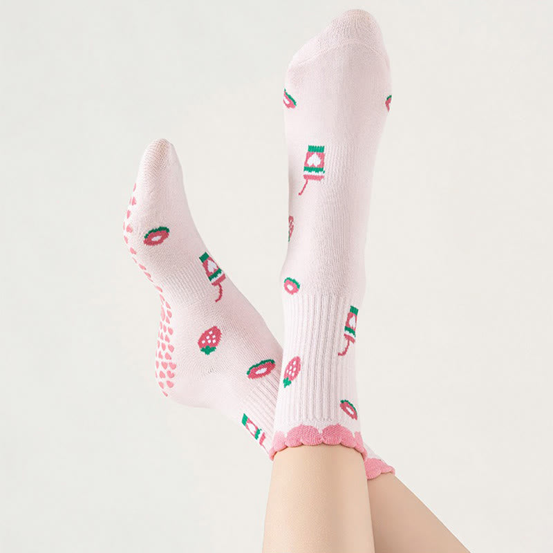 Plusoc Strawberries Coffee Cups Yoga Socks(2 Pairs) - image 2