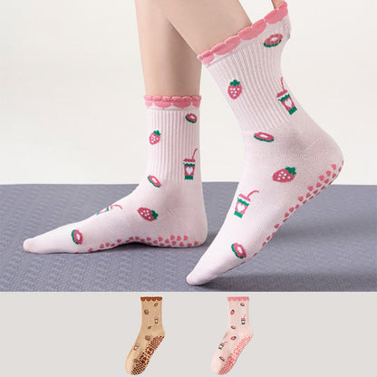 Plusoc Strawberries Coffee Cups Yoga Socks(2 Pairs) - image 0