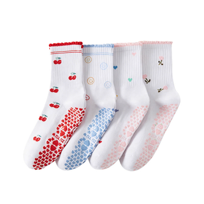 Flower Cherry Heart Yoga Socks(4 Pairs) - image 12
