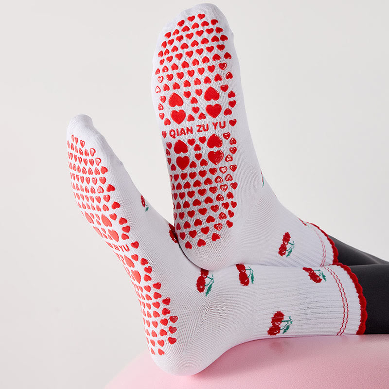 Flower Cherry Heart Yoga Socks(4 Pairs) - image 5