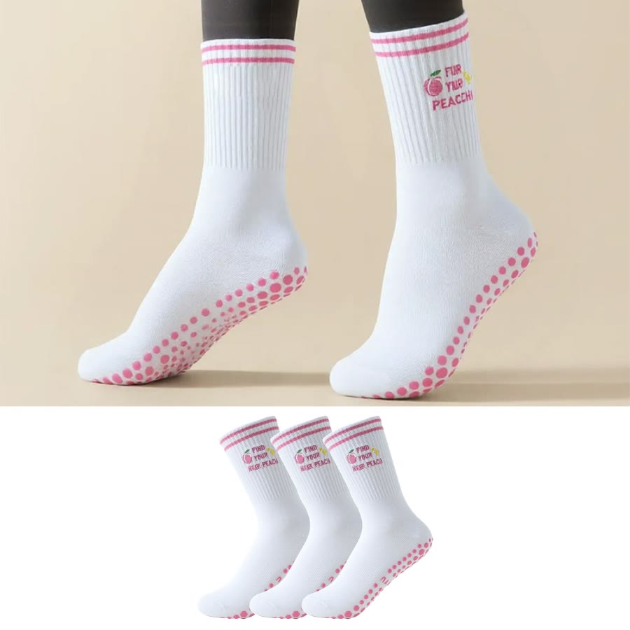 Pink Peach Yoga Socks(3 Pairs) - image 0