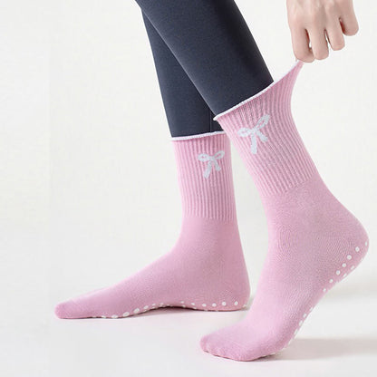 Delicate Bow Embroidery Yoga Socks(4 Pairs) - image 1