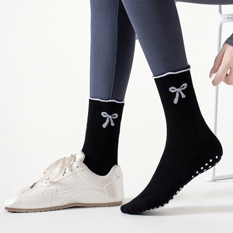 Delicate Bow Embroidery Yoga Socks(4 Pairs) - image 6