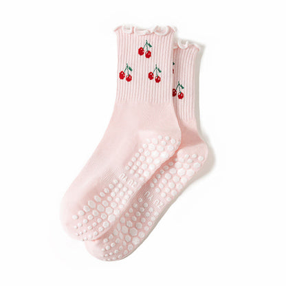 Cherry Lemon Yoga Socks(3 Pairs) - Pink - EU36-40(US3-7) - image 13