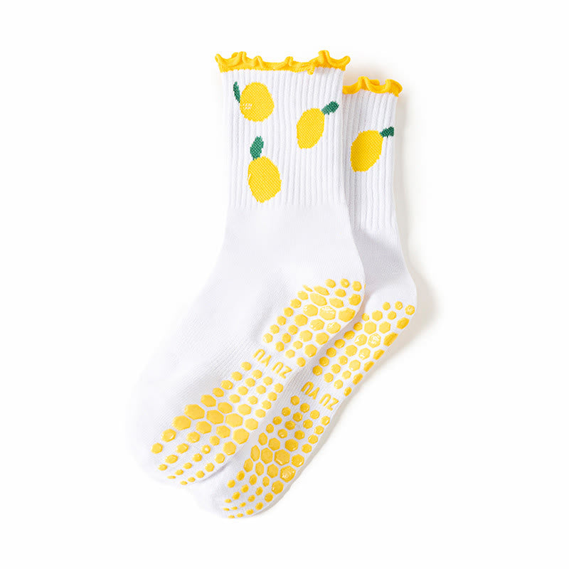 Cherry Lemon Yoga Socks(3 Pairs) - Yellow - EU36-40(US3-7) - image 14