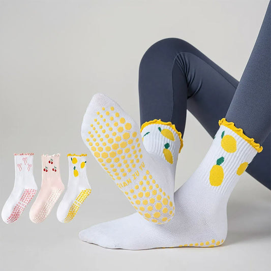 Cherry Lemon Yoga Socks(3 Pairs) - Multicolor - EU36-40(US3-7) - image 0