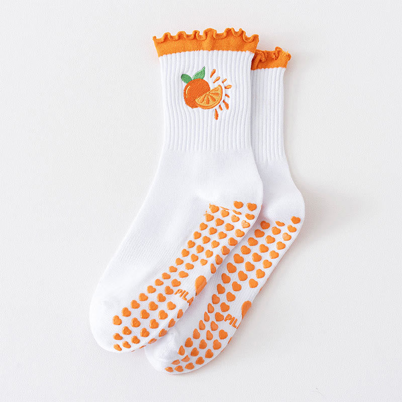 Fruit Series Yoga Socks(3 Pairs) - Orange - EU36-40(US3-7) - image 9
