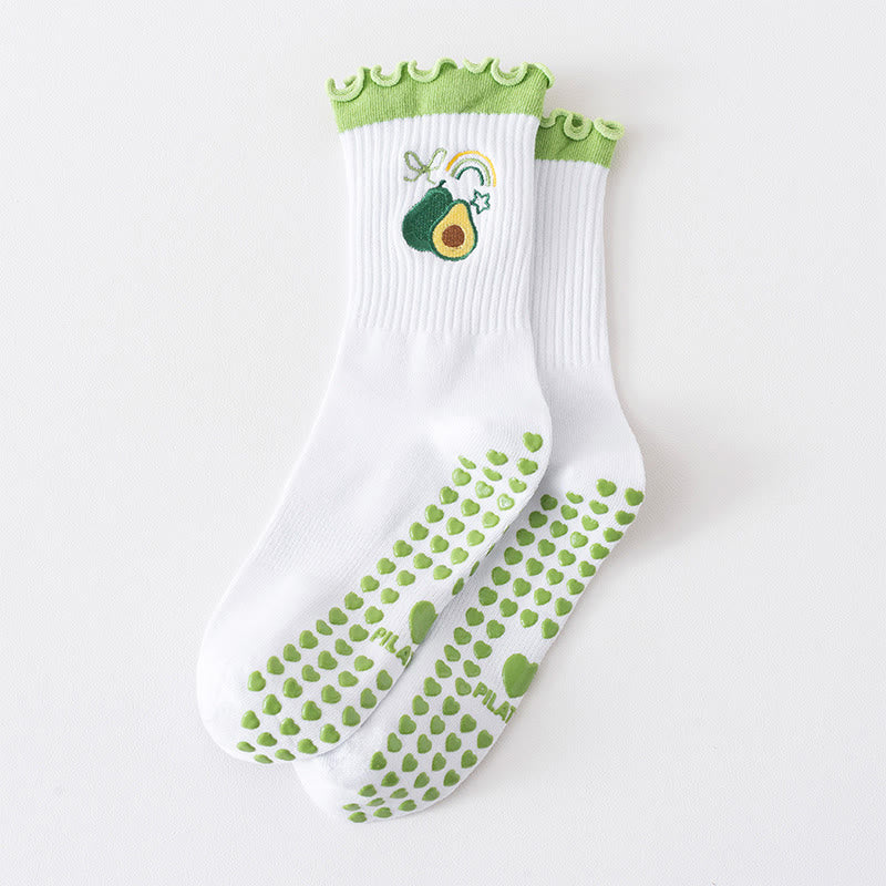 Fruit Series Yoga Socks(3 Pairs) - Green - EU36-40(US3-7) - image 12