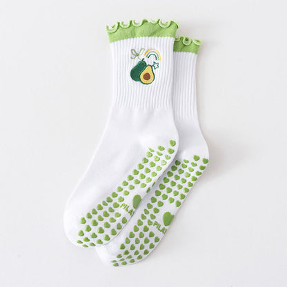 Fruit Series Yoga Socks(3 Pairs) - Green - EU36-40(US3-7) - image 12