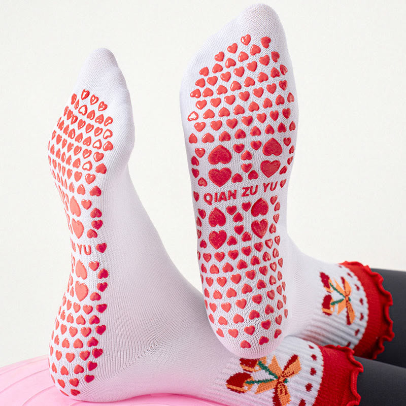 Strawberry Cherry Heart Yoga Socks(3 Pairs) - image 5