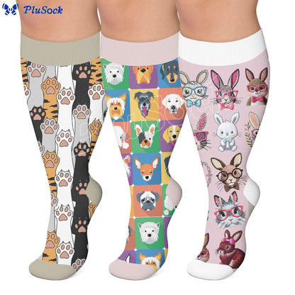 Plus Size Pet Print Compression Socks - image 0