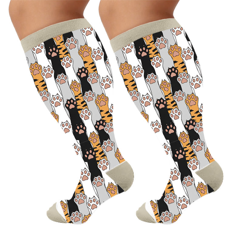 Plus Size Pet Print Compression Socks - Paws(1 Pair) - 4XL - image 5