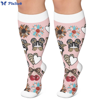 Plus Size Retro Leopard Print Compression Socks - image 3