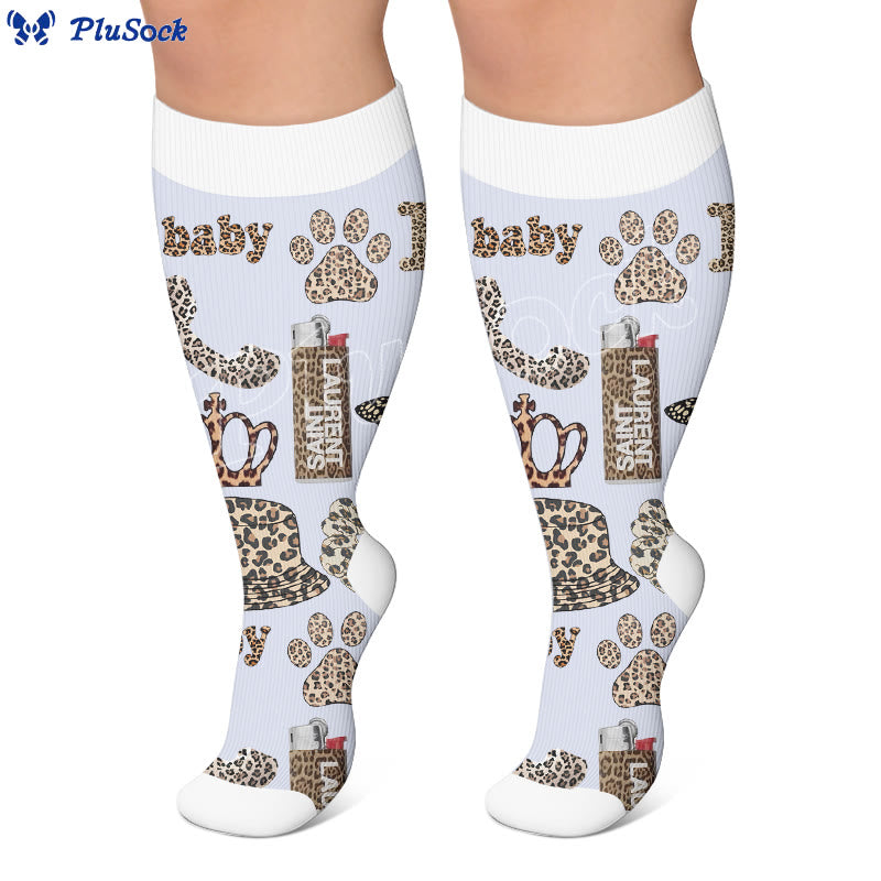 Plus Size Trendy Leopard Print Compression Socks - image 2