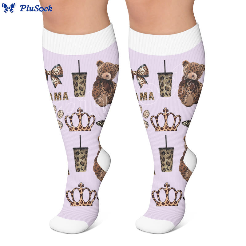 Plus Size Trendy Leopard Print Compression Socks - image 3