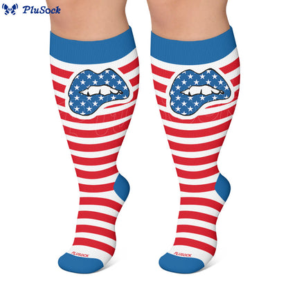 Plus Size Stripe Bow Compression Socks - image 3