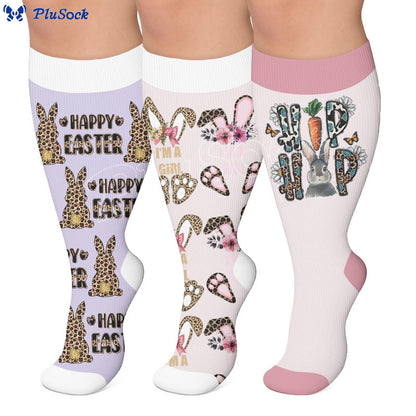 Plus Size Easter Print Compression Socks - image 0