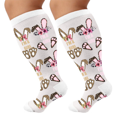 Plus Size Easter Print Compression Socks - Bunny Ears(1 Pair) - 4XL - image 6