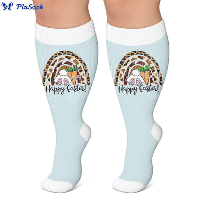 Plus Size Easter Bunny Print Compression Socks - image 2
