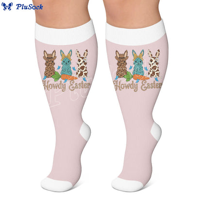 Plus Size Easter Bunny Print Compression Socks - image 4