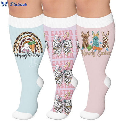Plus Size Easter Bunny Print Compression Socks - image 0