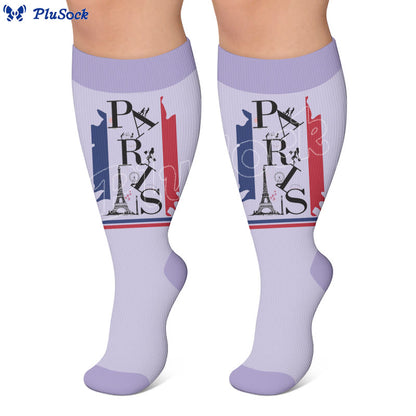 Plus Size Eiffel Tower Print Compression Socks - image 2