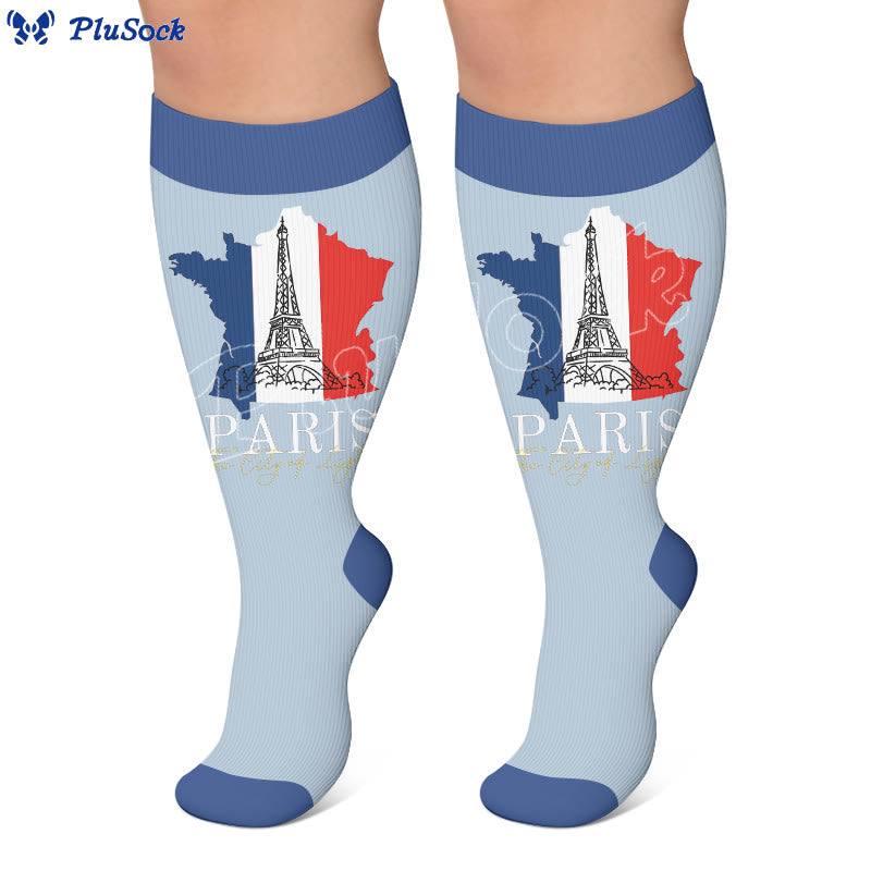 Plus Size Eiffel Tower Print Compression Socks - image 3