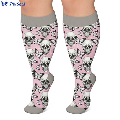 Plus Size Fun Skull Print Compression Socks - image 4