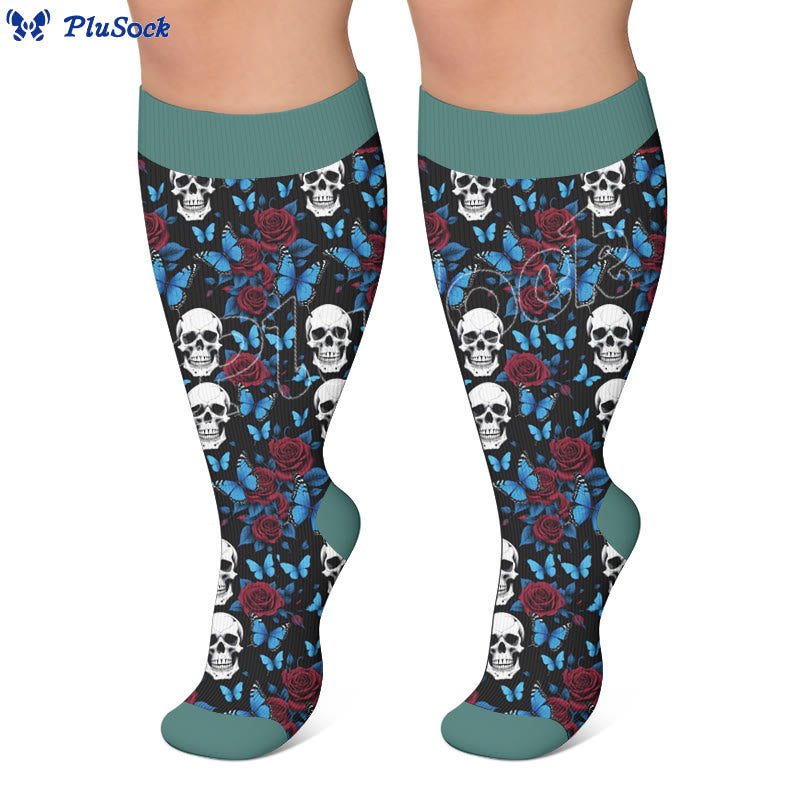 Plus Size Fun Skull Print Compression Socks - image 3