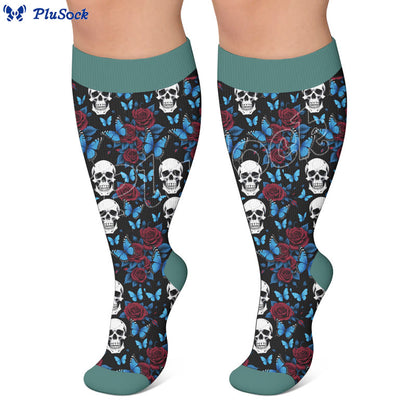 Plus Size Fun Skull Print Compression Socks - image 3