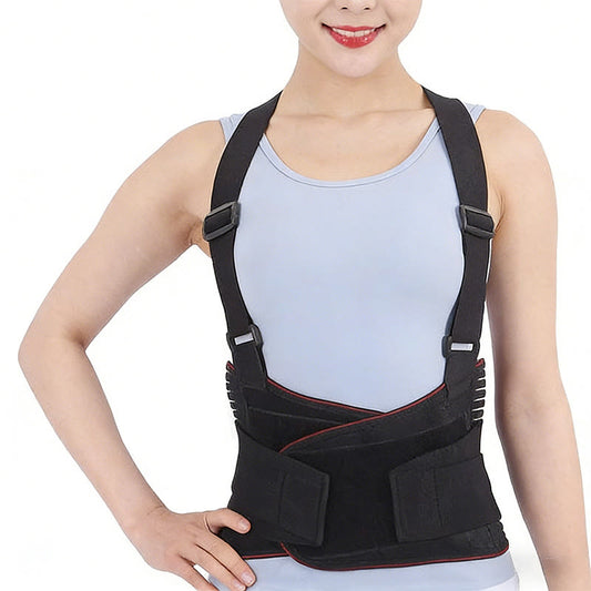 Plus Size Double Tension Straps Waist Brace - Black - 3XL - image 0