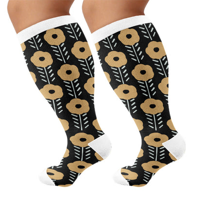 Plus Size Vintage Inspired Compression Socks - Black(1 Pair) - 4XL - image 5