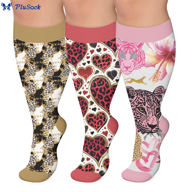 Plus Size Fun Textured Print Compression Socks - image 0