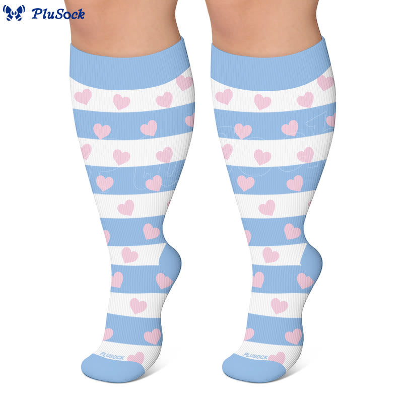Plus Size Heart Daisy Stripe Compression Socks - image 2