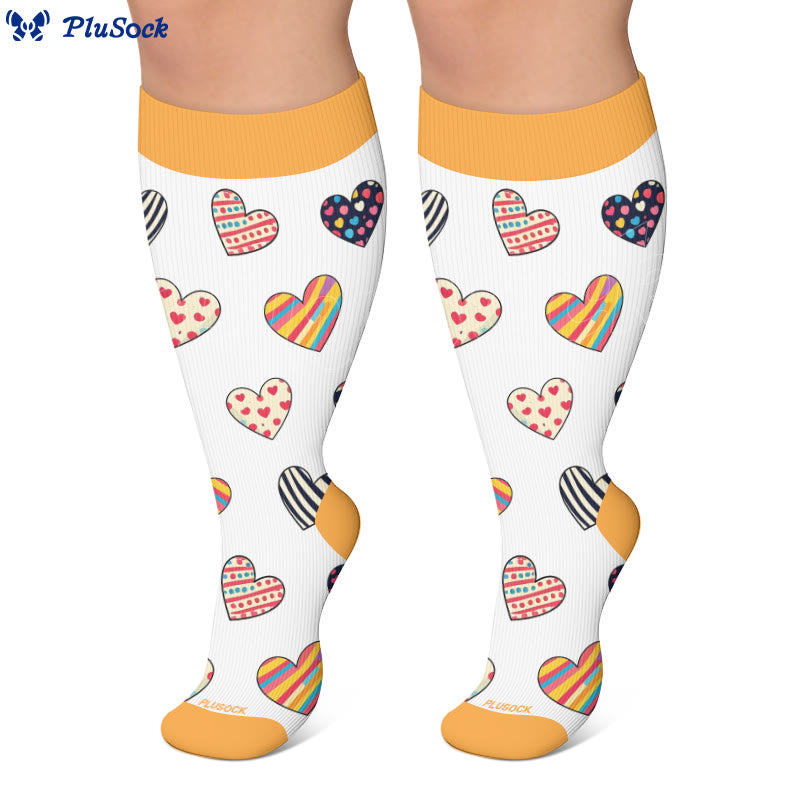 Plus Size Heart Daisy Stripe Compression Socks - image 4