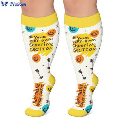 Plus Size Cheerful Doodles Compression Socks - image 4