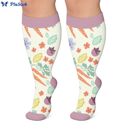 Plus Size Carrots Florals Egg Compression Socks - image 2