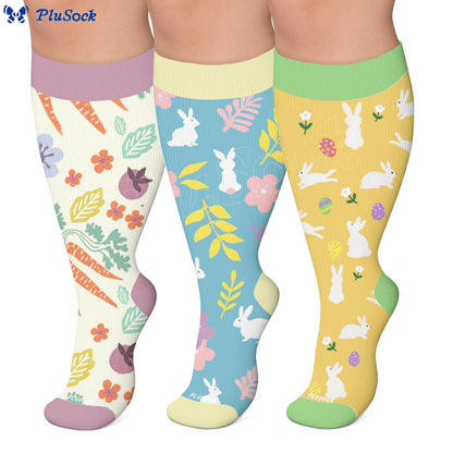 Plus Size Carrots Florals Egg Compression Socks - image 0