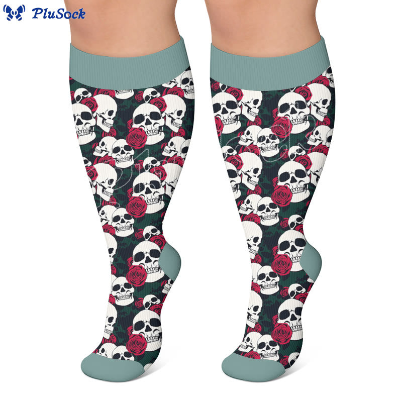 Skull Floral Print Compression Socks - image 2