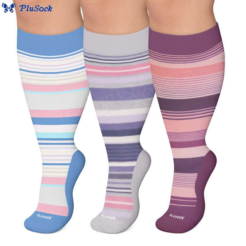 Plus Size Modern Gradient Line Compression Socks - image 0