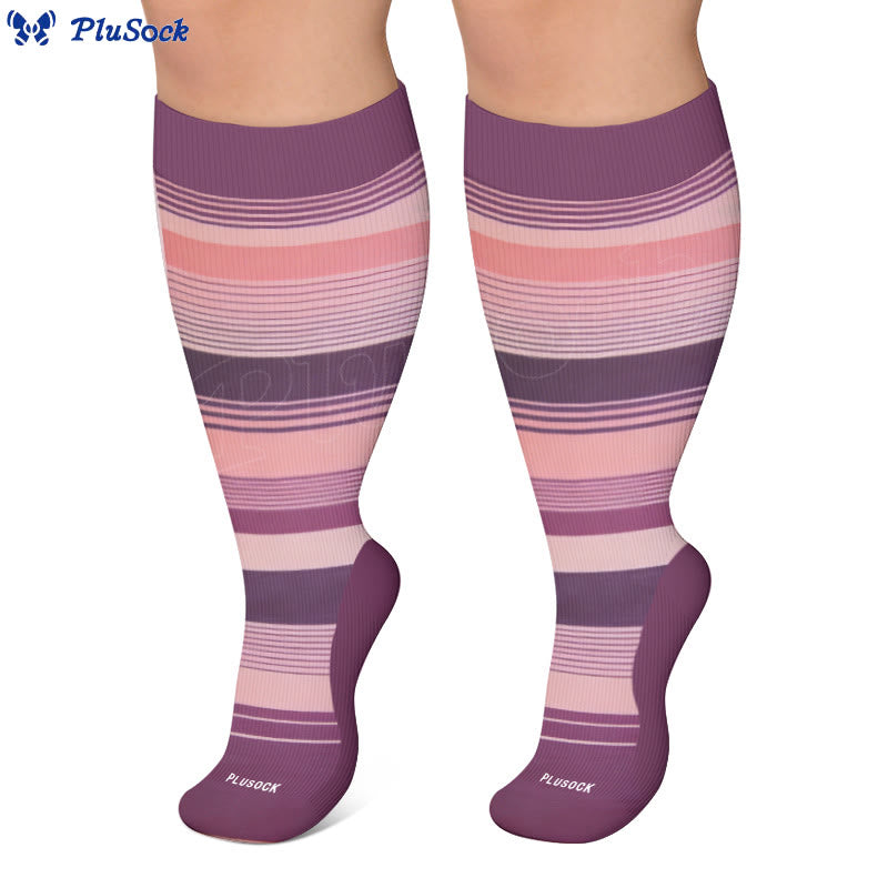 Plus Size Modern Gradient Line Compression Socks - image 2