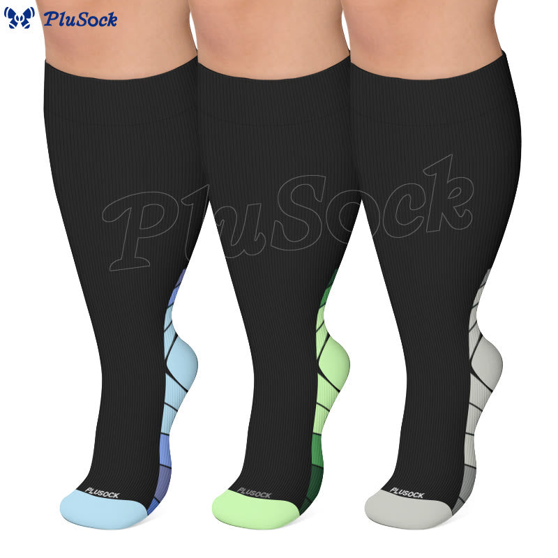 Plus Size Stripe Accent Compression Socks - image 0