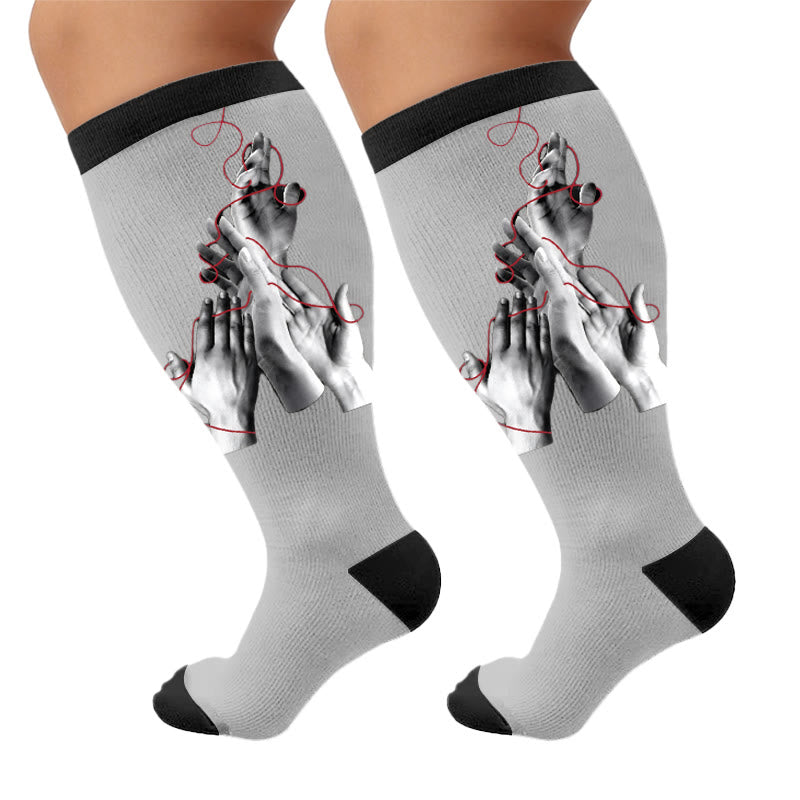 Plus Size Symptom Print Compression Socks - Hands(1 Pair) - 4XL - image 5