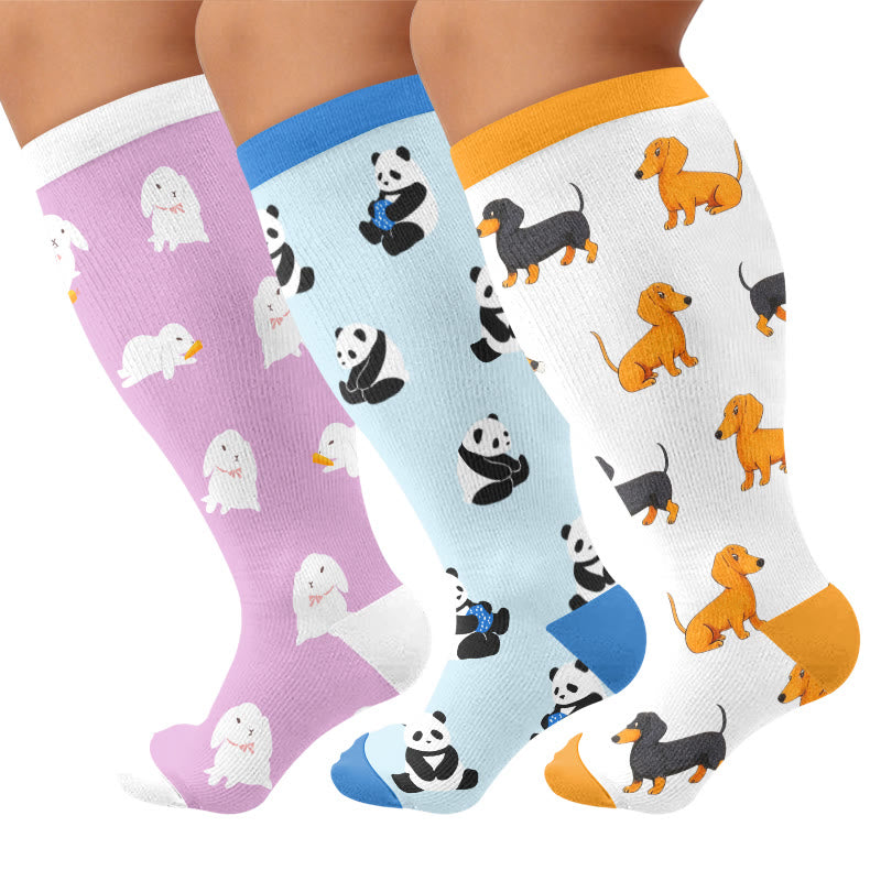 Plus Size Panda Bunny Dachshund Compression Socks - image 1