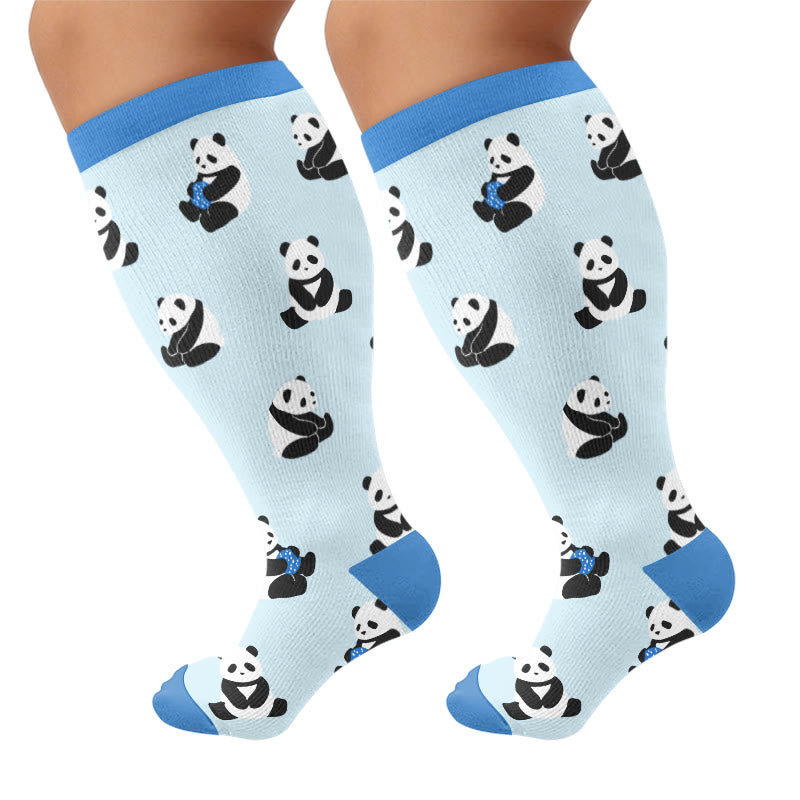 Plus Size Bunny Panda Dachshund Compression Socks - Blue(1 Pair) - 4XL - image 7