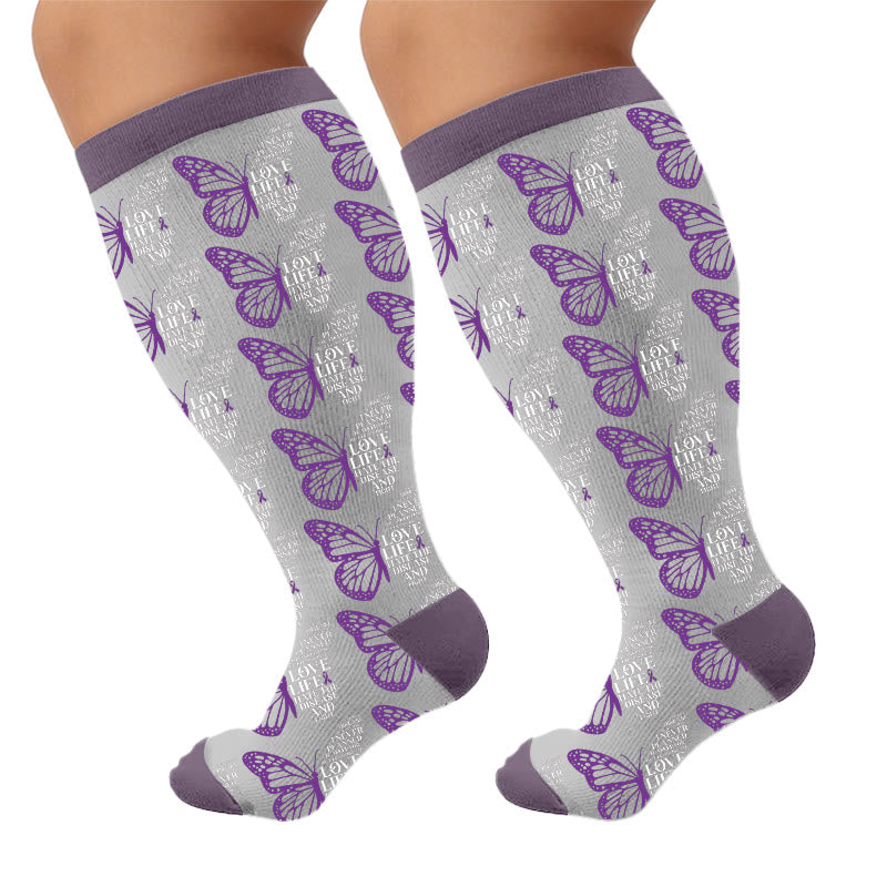 Plus Size Amnesia Print Compression Socks - Butterfly(1 Pair) - 4XL - image 5