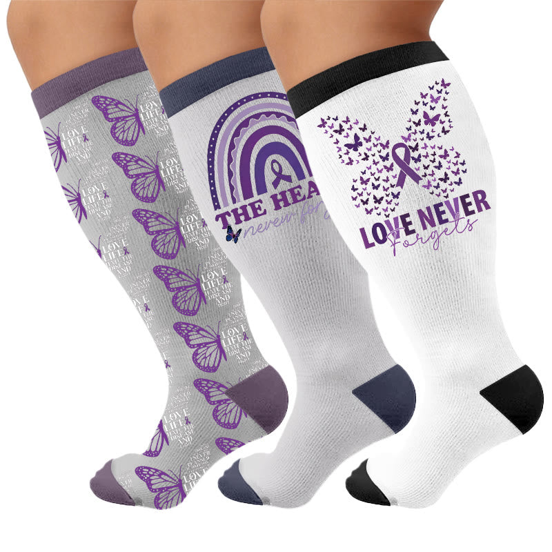 Plus Size Amnesia Print Compression Socks - Multicolor(3 Pairs) - 4XL - image 1